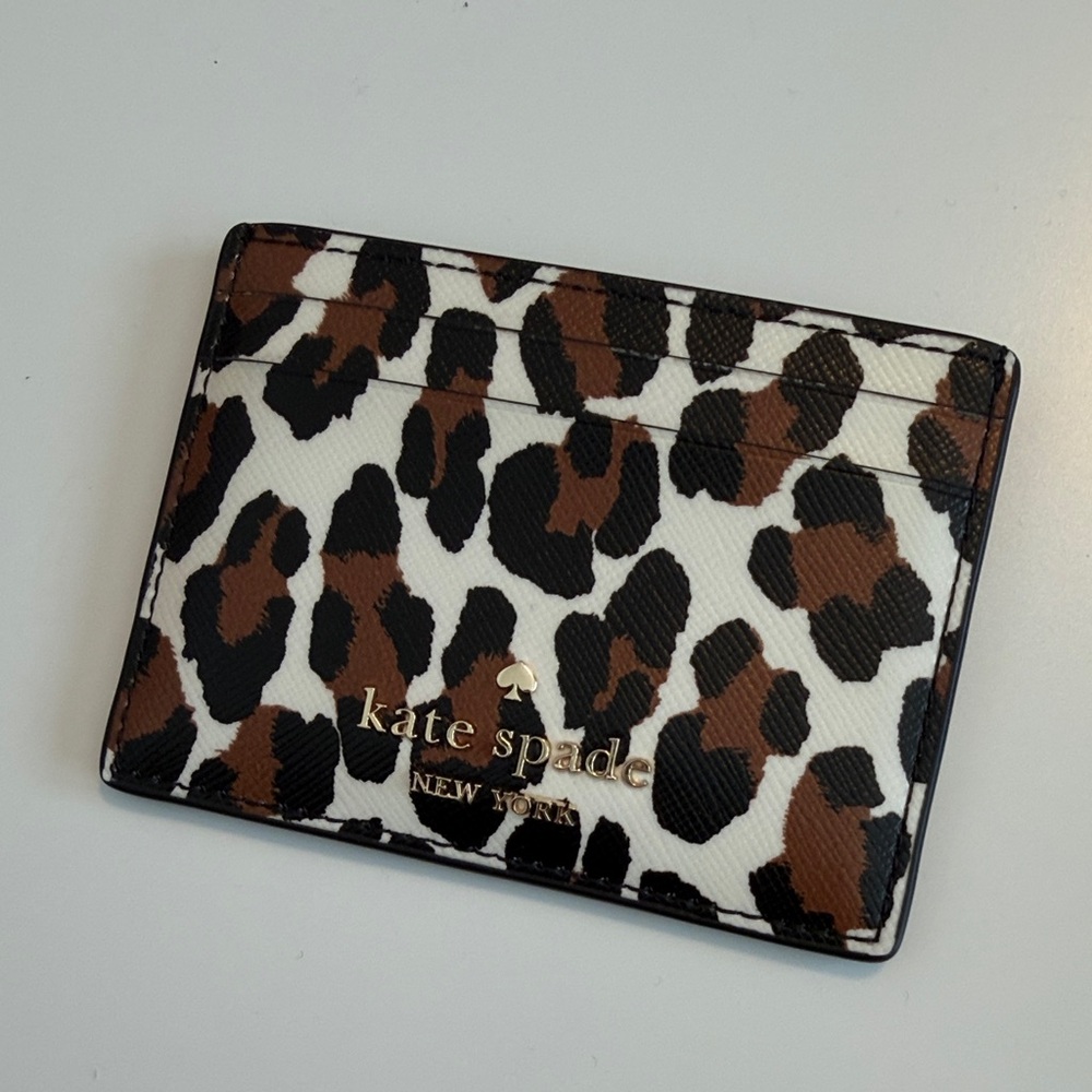 Kate Spade Brown and Black Animal Print Card Holder